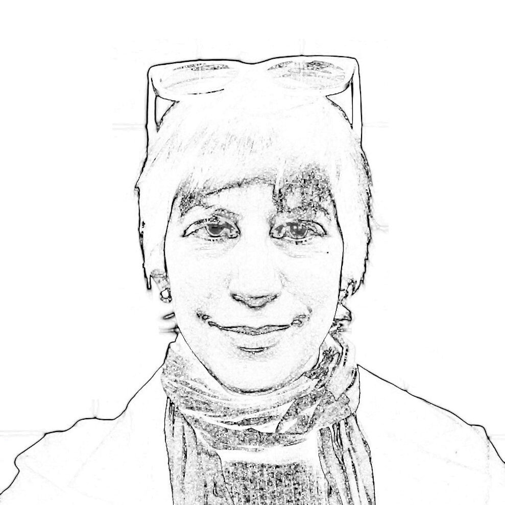 Black and white headshot sketch of Jordan.